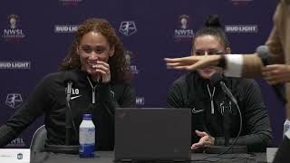 🕷️Spiders invade Gotham FC press conference ahead of NWSL final｜Lynn Williams｜Ali Krieger [upl. by Neenaj]