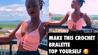 CROCHET BRALETTE TOP  FRONT TIE TOP crochettop [upl. by Nike]