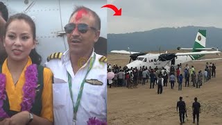 गुल्मीको एअरपोर्टमा पहिलोपटक यसरी जहाज आउँदा सबै दङ्ग परे  Tara Air Landing by Prabhakar Ghimire [upl. by Culver]