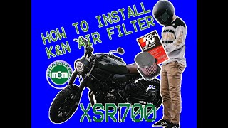 HOW TO INSTALL KampN AIR FILTER XSR700 [upl. by Lerraf]