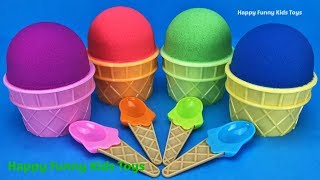 Kinetic Sand Ice Cream Surprise Toys Kinder Joy Barbie Minions Baby Secrets Kinder Egg Learn Colors [upl. by Broadbent646]