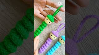 💙Crochet Worry Worm Keychain Free pattern Tutorial on YouTube step by step crochet shorts [upl. by Ennaeed]