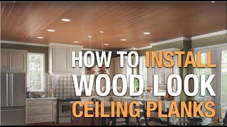 How to Install Wood Look Ceiling Planks FAST [upl. by Redford]