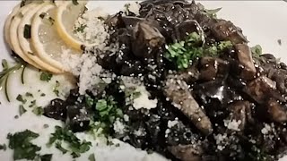 BLACK RISOTTO Crni rižoto od sipe risottorecipe cuttlefishmediterranean tasty fishlovers [upl. by Annaehr]