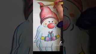 Drawing a Christmas dwarf drawing painting watercolor christmas [upl. by Aral]