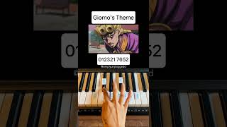 Giorno Theme  JoJos Bizarre Adventure🔥Easy Piano Tutorial anime shorts youtubeshorts [upl. by Atikel]