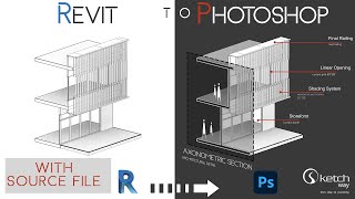 HOW TO Create AXONOMETRIC section analyzing with REVIT and PHOTOSHOP [upl. by Suiremed]