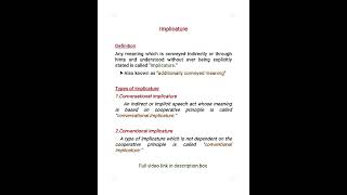 implicature in pragmatics  Types of implicature [upl. by Oeramed]