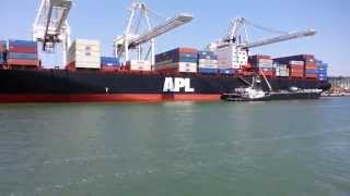 Ferry Ride View Container Ship x 7 Shipping Cranes Port of Oakland CA August 30 2015 [upl. by Grunenwald]