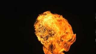 Fire Ball in Slow Motion HD with Slow Mo Video Views of Flames Burning out from Core of Fireball [upl. by Aiem]