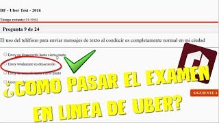 COMO PASAR EL EXAMEN PARA CONDUCTORES DE UBER  100 GARANTIZADO [upl. by Grantland78]