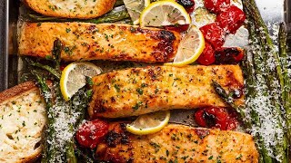 Healthy Oven Lemon Garlic Salmon [upl. by Lierbag931]