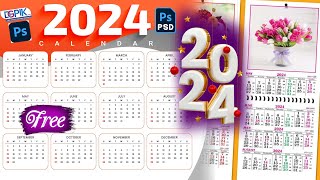 New Year 2024 Calendar PSD Template Design [upl. by Fredrika]