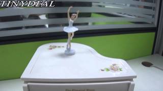 10quot Battery Powered Ballet Girl Piano Shaped Musical Box [upl. by Barncard]