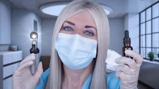 ASMR Ear Exam amp Deep Ear Cleaning  Otoscope Ear Drops Wiping Picking Brushing Gloves Typing [upl. by Sidra]