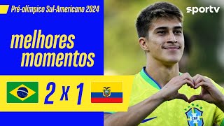 BRASIL 2 X 1 EQUADOR  MELHORES MOMENTOS  PRÉOLÍMPICO SULAMERICANO MASCULINO 2024  sportv [upl. by Kcir]