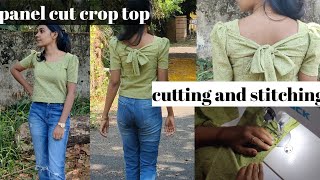 panel cut crop top cutting amp stitching for beginners malayalam stitching croptop [upl. by Mohorva444]