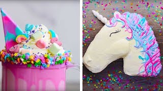 10 Amazing Unicorn Themed Dessert Recipes  DIY Homemade Unicorn Buttercream Cupcakes by So Yummy [upl. by Novahc]