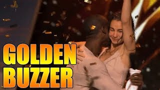 Freckled Sky Golden Buzzer Video Projection Dance Duo Americas Got Talent 2015 Audition｜GTF [upl. by Cerallua]