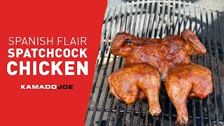 Spanish Flair Spatchcock Chicken  Kamado Joe Recipe [upl. by Harrell]