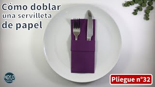 Cómo doblar una servilleta de papel con bolsillo central para cubiertos  Decorar la mesa [upl. by Phyllys]