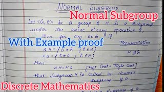 Normal Subgroup in Group Theory With Example Discrete Mathematics  Algebraic Structure [upl. by Annal]