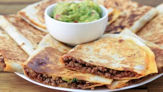 Cheesy Ground Beef Quesadillas Recipe [upl. by Lananna]