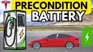 HOW TO PRECONDITION YOUR TESLA BATTERY BEFORE CHARGING FOR FASTER CHARGE [upl. by Gwenore922]