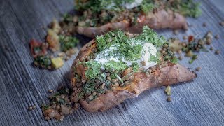 Sweet Potatoes with Lentils  Easy Vegan Recipe for Fitness amp Health [upl. by Dnalyk]