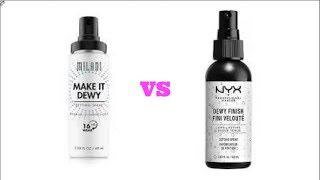 Battle of the Dewy Setting Sprays  Nyx VS Milani Drugstore Showdown [upl. by Mosi986]