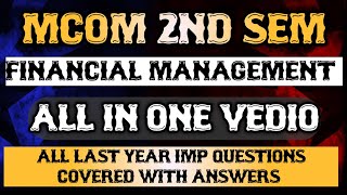 IMPORTANT QUESTIONS OF FINACIAL MANAGEMENT AND POLICY  MCOM2NDSEM importantquestions hindi mcom [upl. by Aggarwal776]