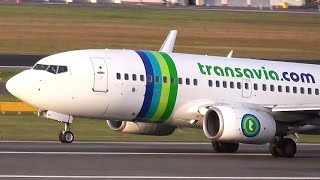 Transavia Airlines Boeing 7377K2 PHXRY landing and sundown takeoff at Berlin Tegel airport [upl. by Alikee362]