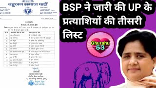 बहुजन समाज पार्टी ने जारी की UP की तीसरी लिस्ट [upl. by Lleryd]