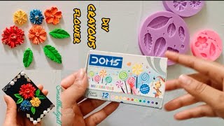 Recycled crayon 🖍️ Quick reuse crayons  Diy broken crayon flower  How to Reuse old crayon color🖍️ [upl. by Kciredec]