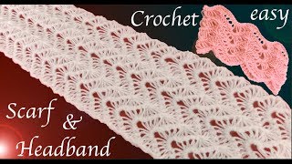 Como tejer a Crochet bufanda y diadema punto encaje en relieve tejido tallermanualperu [upl. by Schuyler]