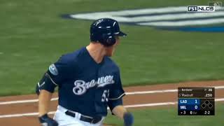 BRANDON WOODRUFF WITH A HOMERUN OFF CLAYTON KERSHAW NLCS 2018 [upl. by Malik159]