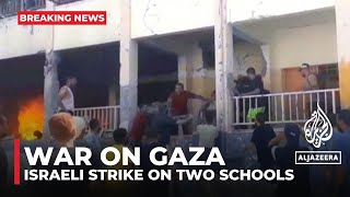 Dozens killed in Israeli strike on two schools in Gaza [upl. by Silecara]