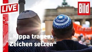 „Berlin trägt Kippa“ Die Jüdische Gemeinde demonstriert in der Hauptstadt [upl. by Sufur581]