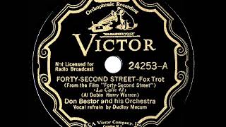 1933 HITS ARCHIVE FortySecond Street  Don Bestor Dudley Mecum vocal [upl. by Ellord]