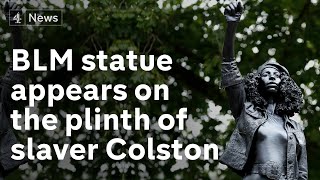 Statue of slaver Edward Colston unofficially replaced with sculpture of Black Lives Matter protester [upl. by Krik]