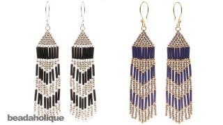 How to Make Brick Stitch and Fringe Beaded Earrings [upl. by Anastasio]