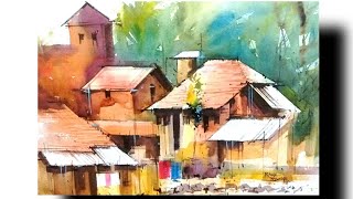 Indian rural area in sikkim water colour artist milind mulick way [upl. by Torry]