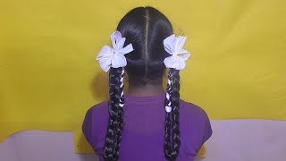 Hair Style Girl 5Minute Crafts  Girls Hairstyle With Double Folded [upl. by Enahpad]