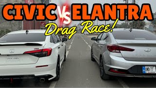 Elantra vs Civic Turbo DRAG RACE  Civic Won the battle 🔥 [upl. by Montfort]