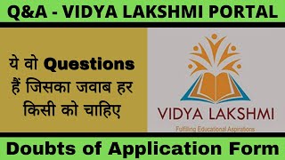 Questions and Answers Related to Vidyalakshmi Portal  Vidya Lakshmi Portal Education Loan [upl. by Ahsiuq]