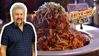 Guy Fieri Eats a 10OZ MEATBALL amp Chicken Parm in Utah  Diners DriveIns and Dives  Food Network [upl. by Mills]