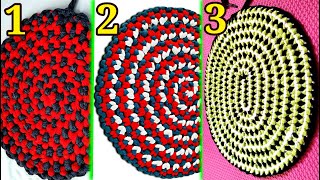 3 Easy Doormat Ideas 3 door mat using waste cloth easy paydan banane ka tarika [upl. by Landrum]