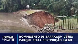 Rompimento de barragem de parque deixa rastro de destruição em BH  Jornal da Noite [upl. by Artenal]