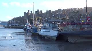 Panorama from the charming and historic quayside at Conwy Sir Gonwy Cymru Conwy County Wales [upl. by Dilks]