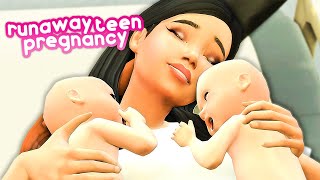 giving birth to her twins  runaway teen pregnancy ep 53  the sims 4 [upl. by Wettam]